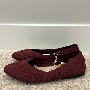 NWT Women's A NEW DAY Burgundy Claire Knit Washable Flats size 8